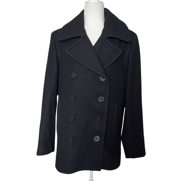 Schott Iconic Slim Fit Wool Peacoat Black Size L, MSRP $520 - Picture 1 of 9